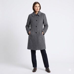 Marvin Richards wool cashmere coat tailored winter gray petite 10P